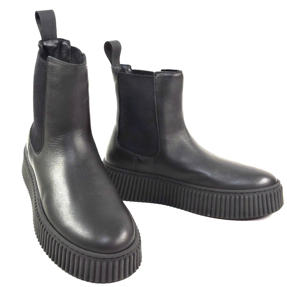 FRAU 🇮🇹 WOMEN' S BLACK SOFT LEATHER COMFORT WINTER CHELSEA BOOTS